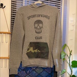 Gray Sport of Kings Skull Hoodie